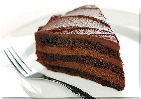 a slice of chocolate cake