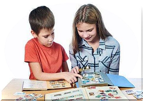 Children with figurines.