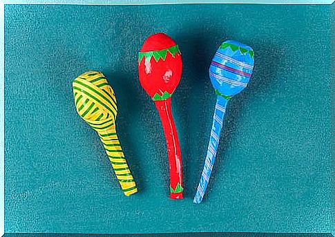 Musical instruments, colored maracas.