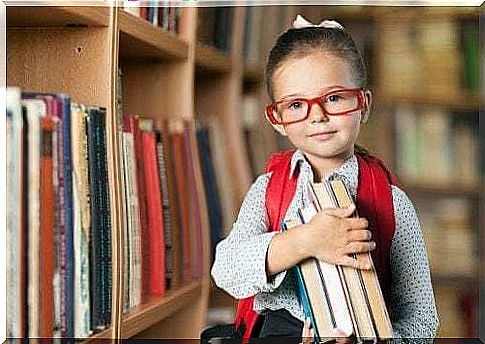 Little girl studying