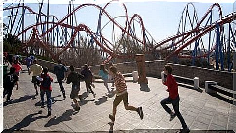 Group of kids running in the open air