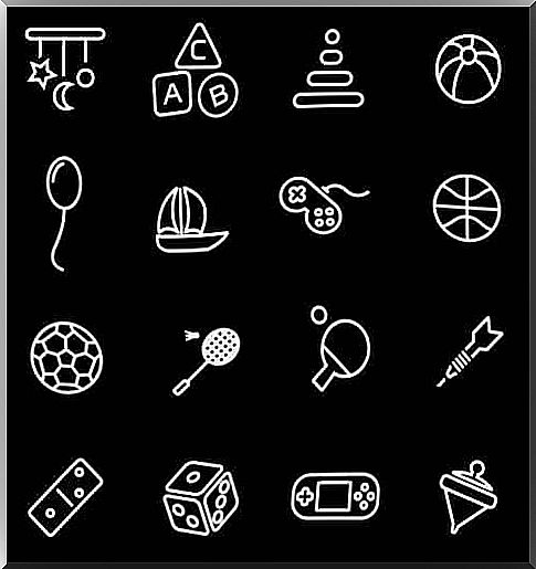 Pictographic signs on a black background.