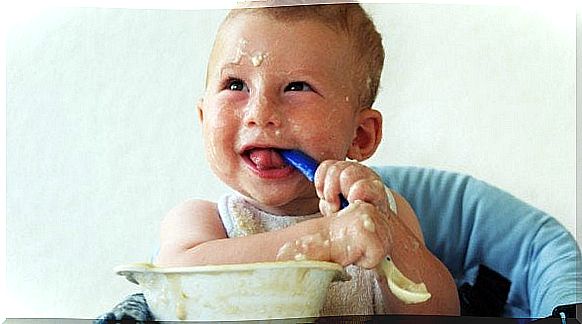 Child who has spread the food