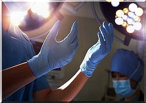 Hands of surgeon in the room